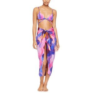 💕JONATHAN SIMKHAI💕 Makai Print Coverup Skirt  ~ Cobalt Watercolor One Size NWT